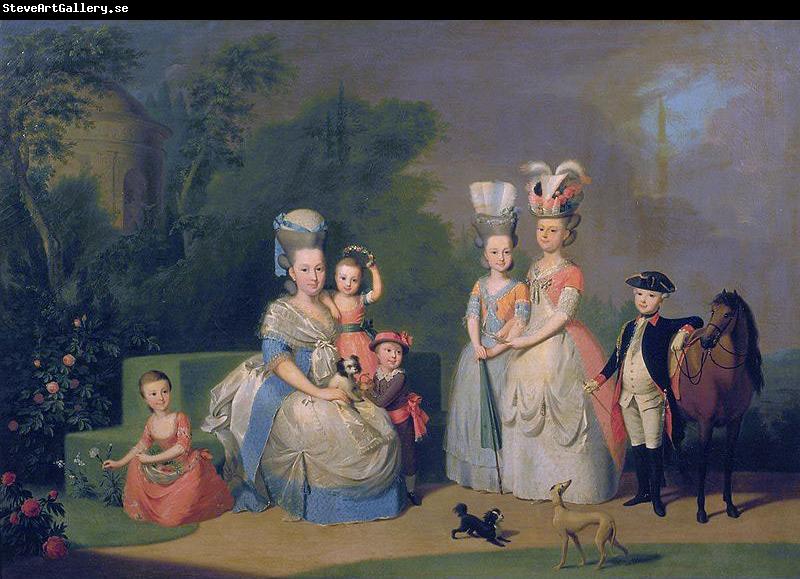 unknow artist Portrait of Carolina Wilhelmina of Orange (1743-1787) and her children.